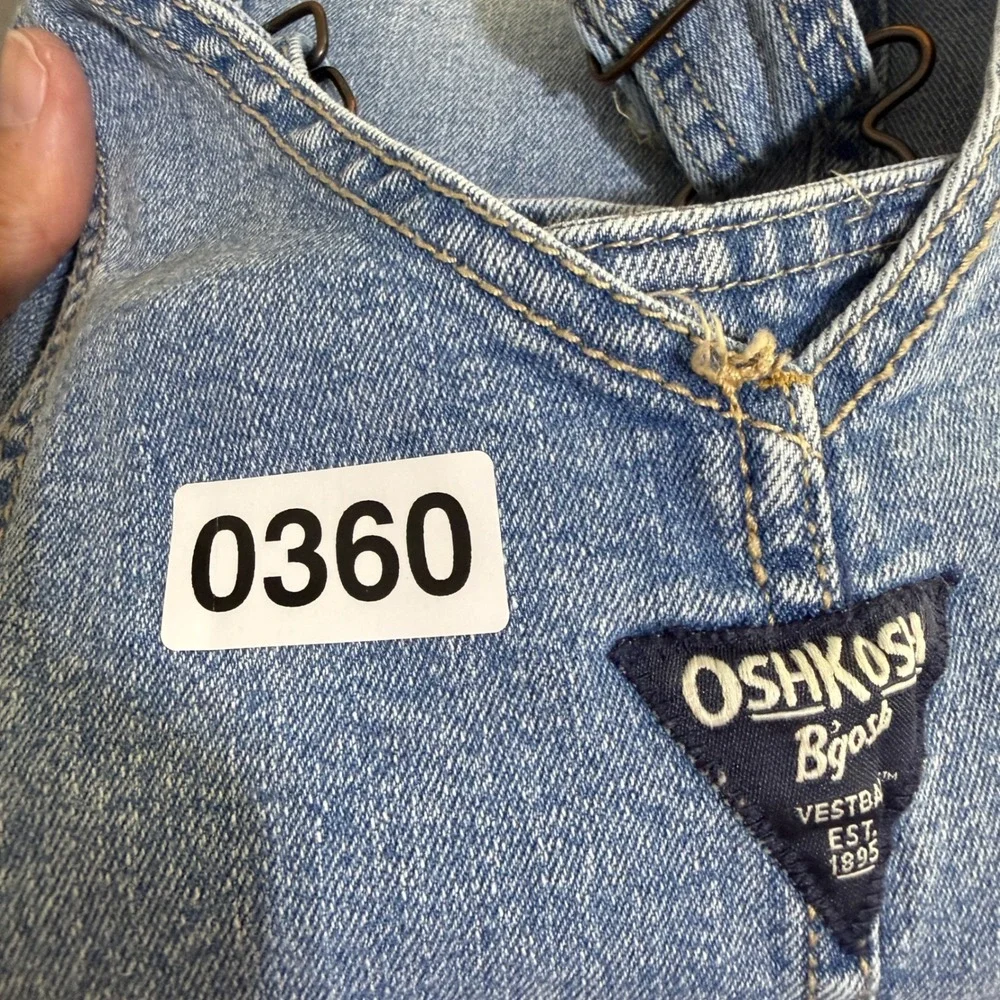 OshKosh Bgosh Kids Light Wash Denim‎ Bib Overalls Carpenter Blue Jeans farm